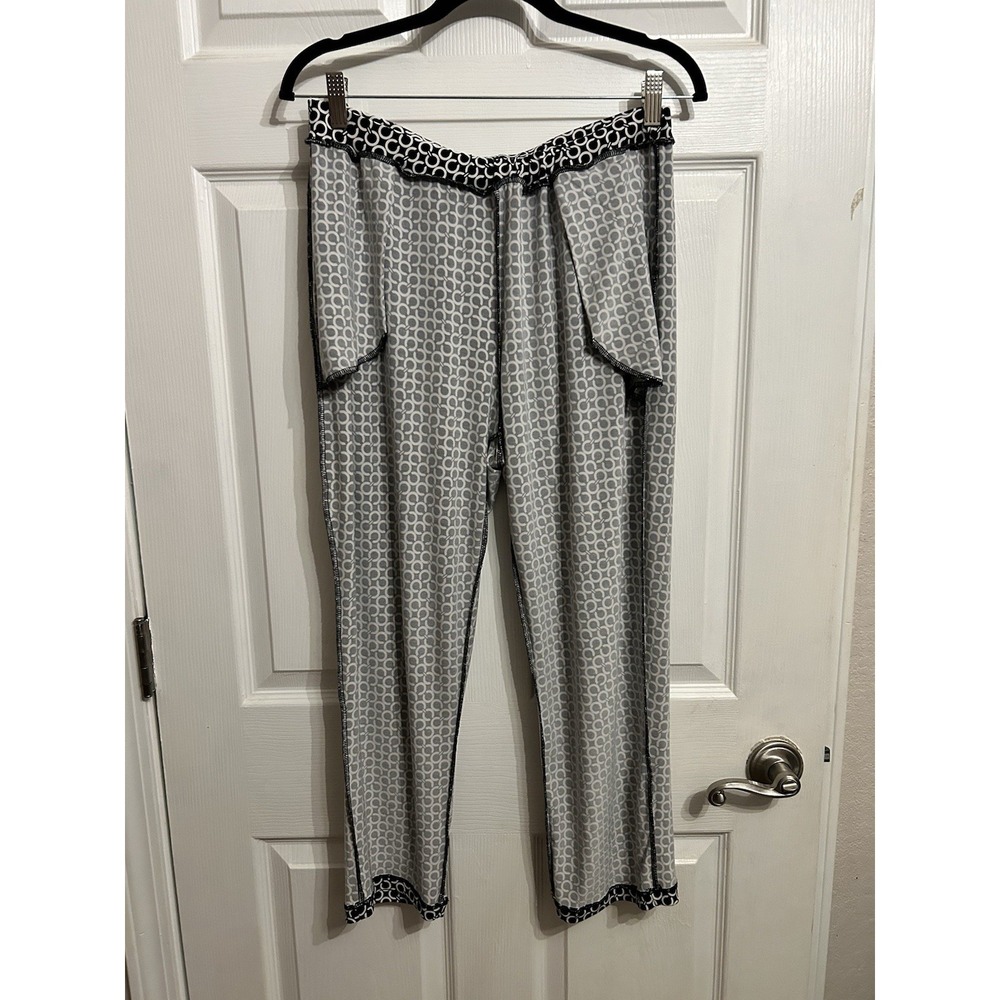 Clara Sun Woo Women's Pants Medium‎ Black White Geometric Print Stretch Pockets - Picture 8 of 9